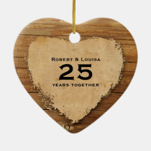 Jubileum Hout Parchment Heart Love Poem Keramisch Ornament