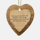 Jubileum Hout Parchment Heart Love Poem Keramisch Ornament (Links)