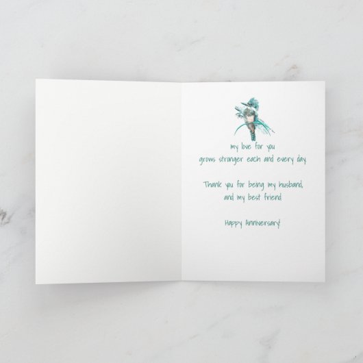 Jubileum Husband en vriend Kingfisher Bird Art Kaart (Binnen)