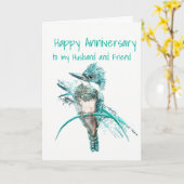Jubileum Husband en vriend Kingfisher Bird Art Kaart (Gele Bloem)