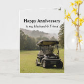 Jubileum Husband Friend Golf Course Cart Golfer Kaart (Gele Bloem)