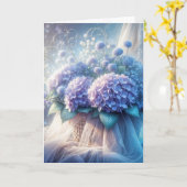 Jubileum Hydrangea mand boeket Kaart (Gele Bloem)