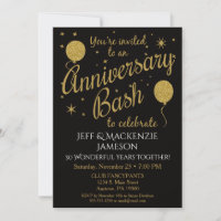 Jubileum Invitation Festive Party Gold Balloons