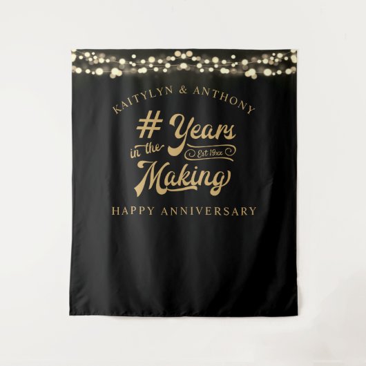 Jubileum JAAR IN DE MATIGE Black Gold Lights Wandkleed (Voorkant)