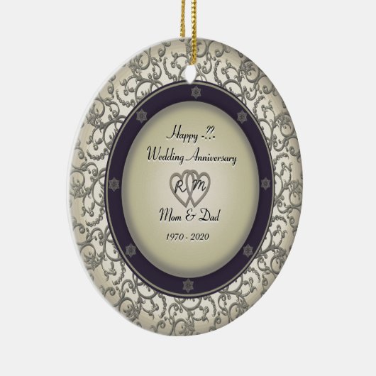 Jubileum Jaren huwelijk invoegen Keramisch Ornament (Rechts)