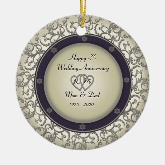 Jubileum Jaren huwelijk invoegen Keramisch Ornament (Voorkant)
