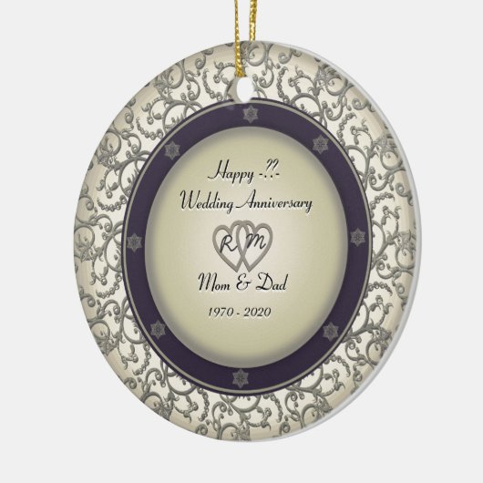 Jubileum Jaren huwelijk invoegen Keramisch Ornament (Links)