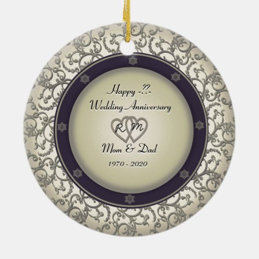 Jubileum Jaren huwelijk invoegen Keramisch Ornament (Achterkant)