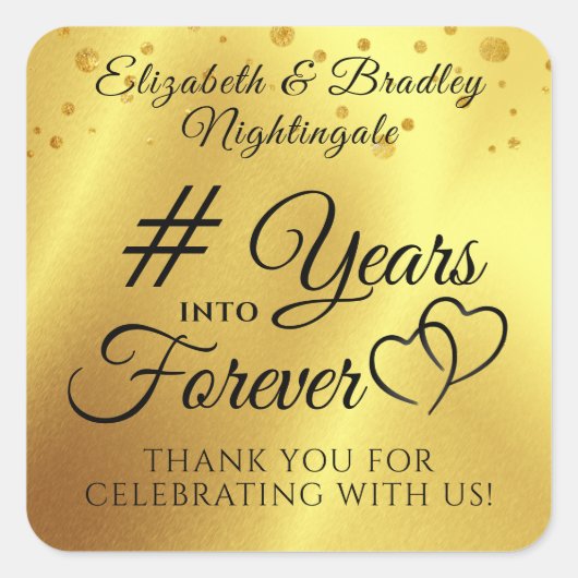 Jubileum # JAREN NAAR BUITENLAND Dank je goud Vierkante Sticker (Voorkant)