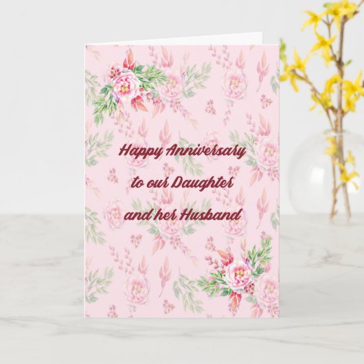 Jubileum Kaart Dochter & Echtroze bloemen (Gele Bloem)