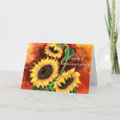 Jubileum Kaart Drie Zonnebloemen Schilderij (Voorkant)