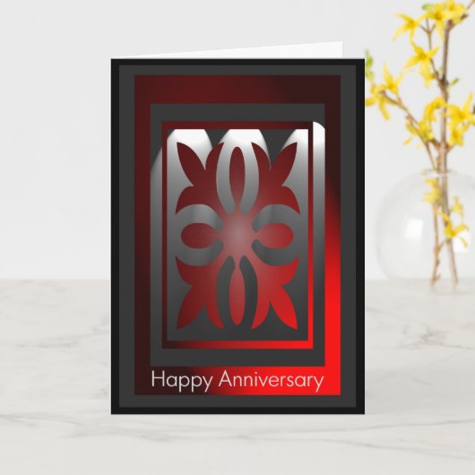 Jubileum Kaart Elegant Red en Black (Gele Bloem)