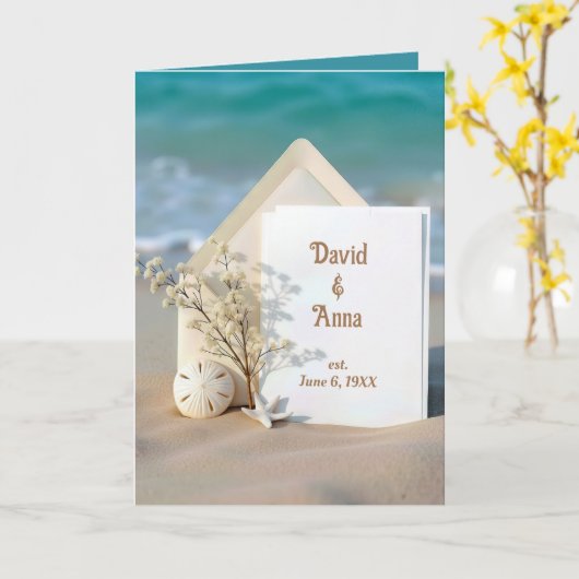 Jubileum Kaart op het strand (Gele Bloem)