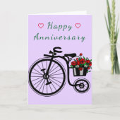 Jubileum Kaart Romantic Flowers Bike (Voorkant)