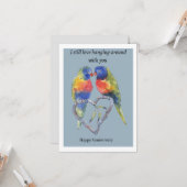 Jubileum kaart, twee liefdesvogels en een hart. kaart (Voorkant / Achterkant in situ)