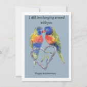 Jubileum kaart, twee liefdesvogels en een hart. kaart (Voorkant)
