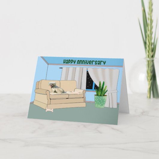 Jubileum Kaart van Pet Dog in Room (Voorkant)