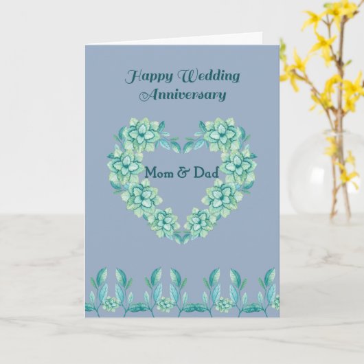 Jubileum Kaart voor moeder en vader Wreath (Gele Bloem)