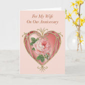 Jubileum Kaart voor Vrouw - Antiek Roos (Gele Bloem)