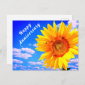 Jubileum Kaart Zonnebloem en bijen op Blue Sky (Voorkant / Achterkant)