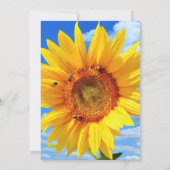Jubileum Kaart Zonnebloem en bijen op Blue Sky (Achterkant)