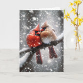 Jubileum kardinalen in een sneeuwstorm kaart (Gele Bloem)