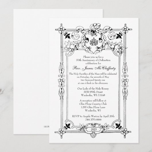 Jubileum katholieke priest deacon Ordination Kaart (Voorkant / Achterkant)