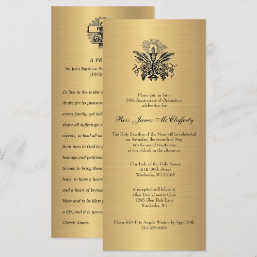 Jubileum katholieke priest Poem Ordination (Voorkant / Achterkant)