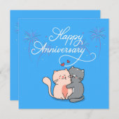 Jubileum katten in liefde feestdagenkaart (Voorkant / Achterkant)