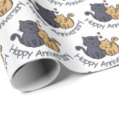 Jubileum katten met hart cadeaupapier (Rol Hoek)