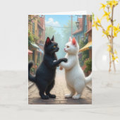 Jubileum katten traag dansen kaart (Gele Bloem)