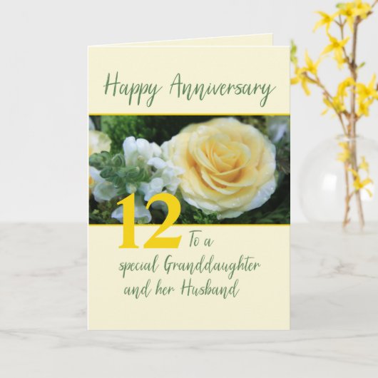  Jubileum kleindochter en echtgenoot Kaart (Gele Bloem)