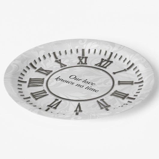 Jubileum klok zonder handen papieren bordje (Gekanteld)