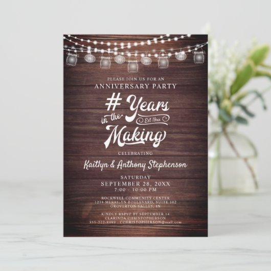 Jubileum Landelijke Houten Slingerlichtjes Metselp Kaart (Staand voorkant)