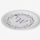 Jubileum Lavender Wreath Monogram Papieren Bordje (Gekanteld)