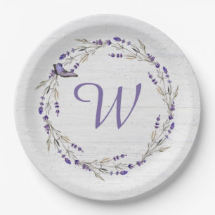 Jubileum Lavender Wreath Monogram Papieren Bordje