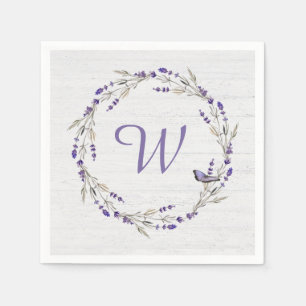 Jubileum Lavender Wreath Monogram Servet