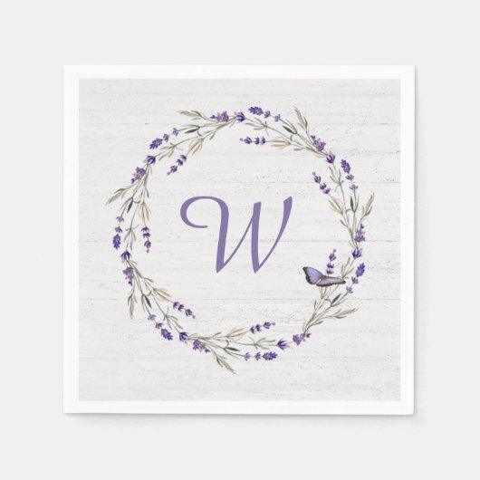 Jubileum Lavender Wreath Monogram Servet (Voorkant)