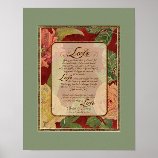 Jubileum, liefdeshoofdstuk 1 Corinthians 13 Poster (Voorkant)
