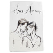 Jubileum liefhebbers schets op wit medium cadeauzakje (Voorkant)