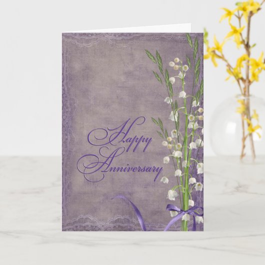 Jubileum Lily van de Valley bouquet Kaart (Gele Bloem)