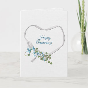 Jubileum lint hart met bloemen Kaart