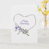 Jubileum lint hart met bloemen Kaart (Gele Bloem)