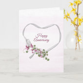 Jubileum lint hart roze kaart (Gele Bloem)