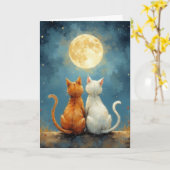 Jubileum Love Cats Under the Moon beroemd gemaakt  Kaart (Gele Bloem)