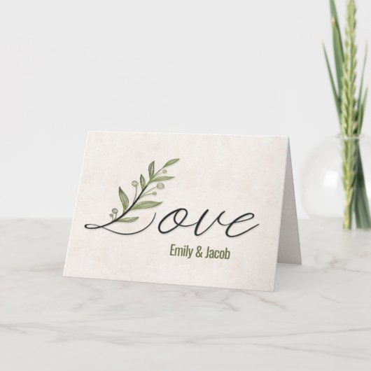 Jubileum Love Font met Leaves Kaart (Voorkant)
