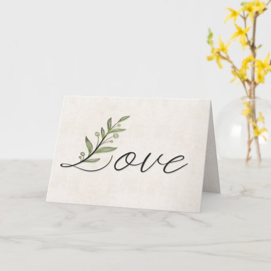 Jubileum Love Font met Leaves Kaart (Gele Bloem)
