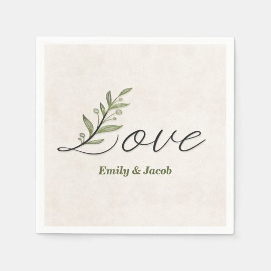 Jubileum Love Font met Leaves Servet (Voorkant)