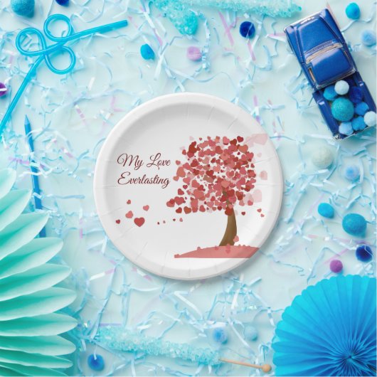 Jubileum Love Heart Tree Valentijnsdag Papieren Bordje (Feest)
