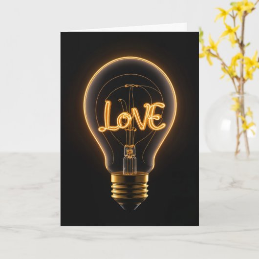 Jubileum Love Light Bulb Kaart (Gele Bloem)